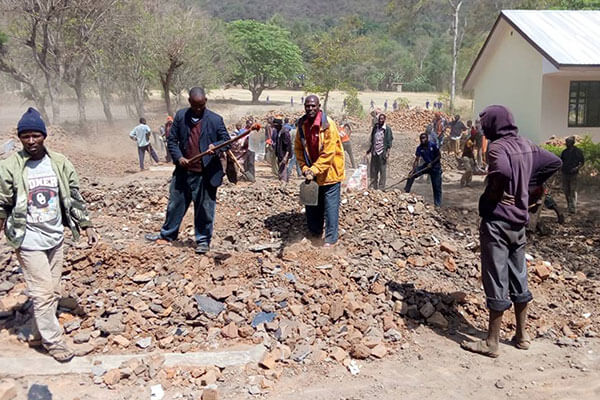 people working at the local building site