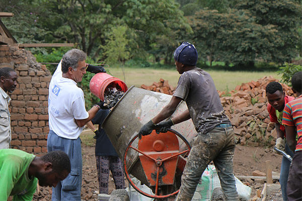 people working at the local building site